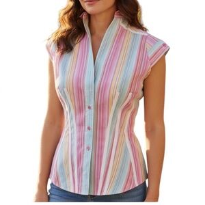 Byron Lars Pastel Stripe High Color Top Size 4